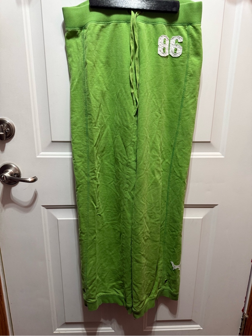 PINK Victoria's Bright Apple Green 100% Cotton Lounge Pants w/ Drawstring XS
